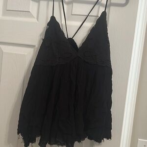 Illa Illa black crochet tank top, size L